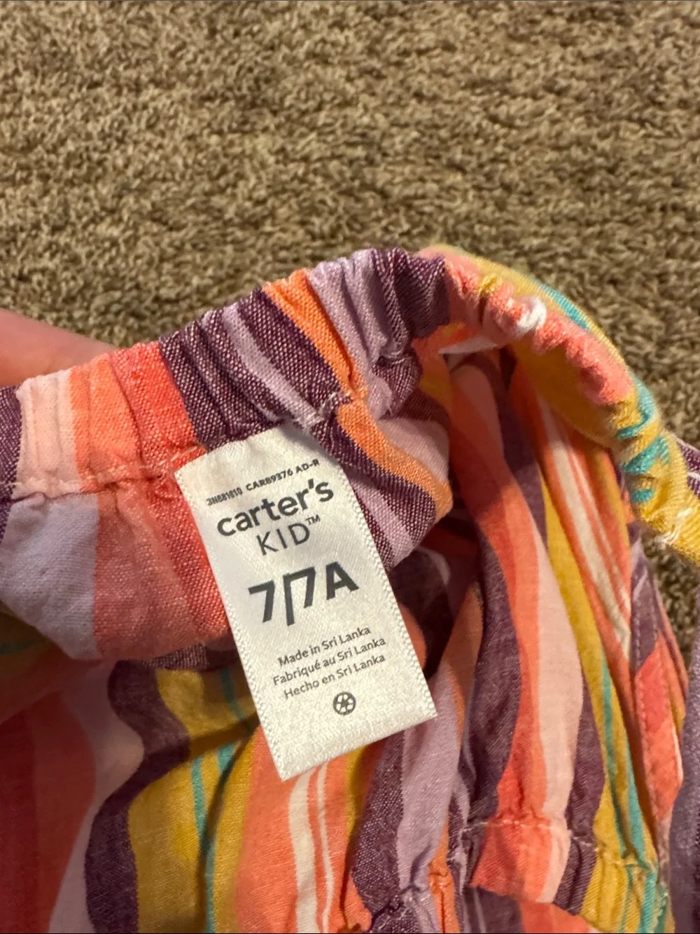 Carter's Pink Purple Yellow Multicolor Striped Sundress